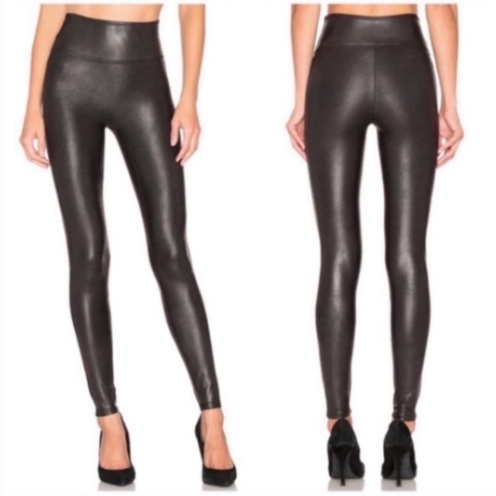Spanx Black Faux Leather Leggings Size XL.